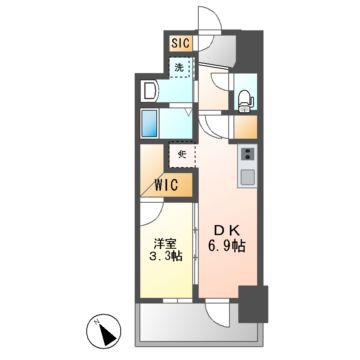 エステムコート名古屋新栄Vラポール(1DK/6階)の間取り写真