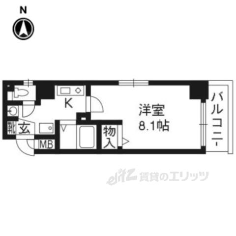 ベラジオ河原町御池(1K/6階)の間取り写真