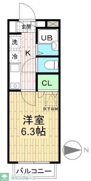 ラピュタSK(1K/1階)の間取り写真