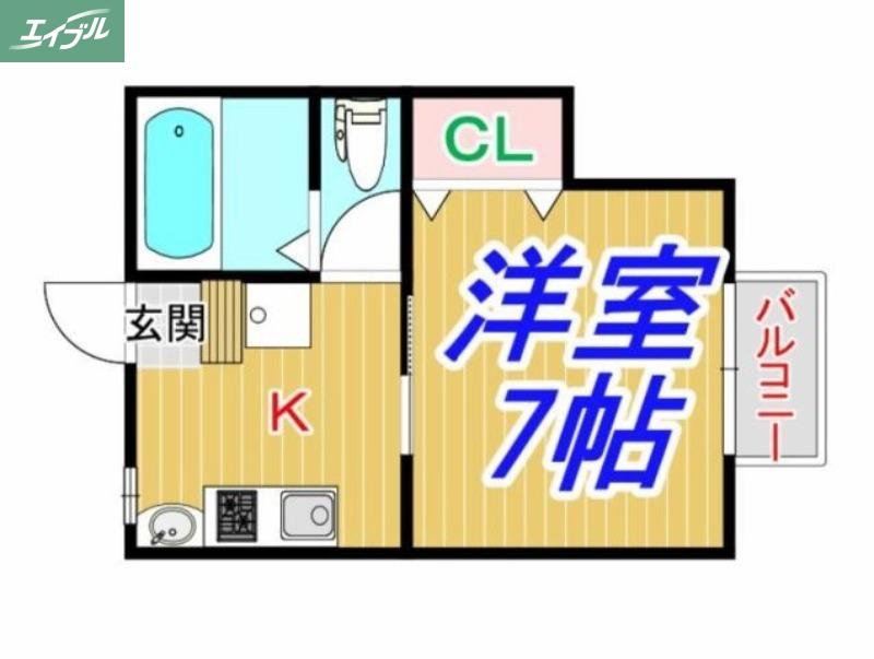 ラフィネヒルズ(1K/2階)の間取り写真