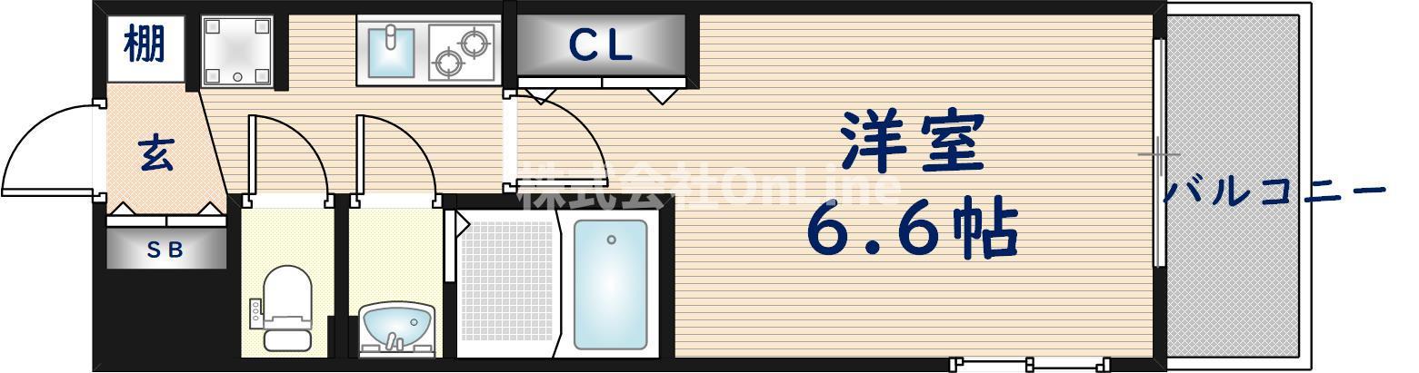 LUXE布施東II(1K/4階)の間取り写真