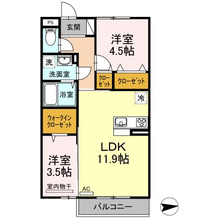 LIBERTAD(2LDK/2階)の間取り写真
