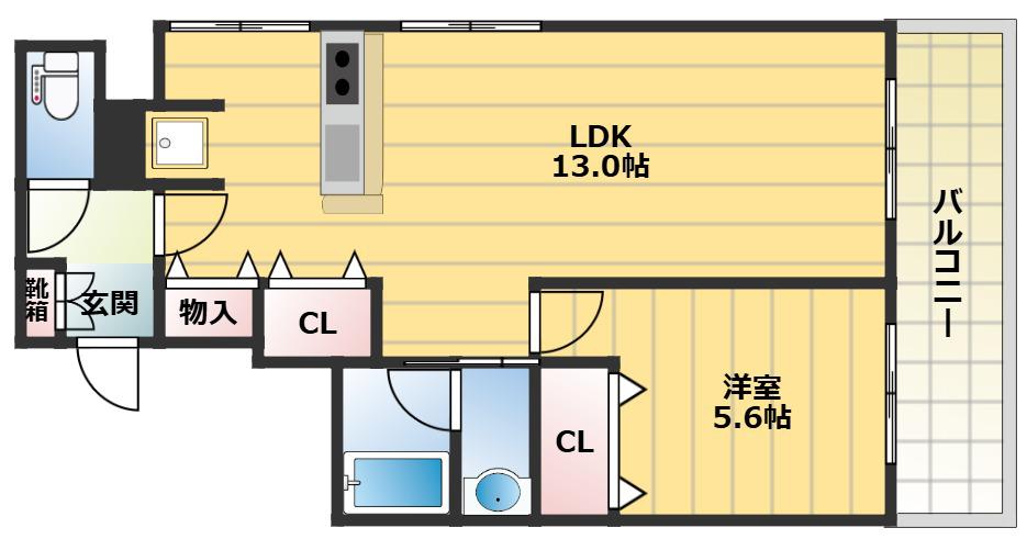 サンヴィラ魚崎(1LDK/1階)の間取り写真