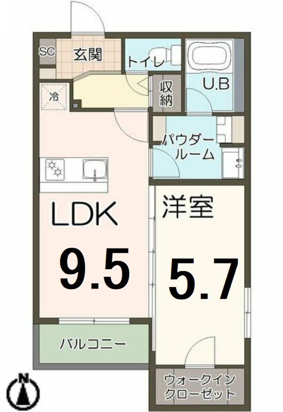 アルカンシエル泉(1LDK/5階)の間取り写真