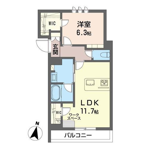 セゾン ヴェルテ(1LDK/1階)の間取り写真