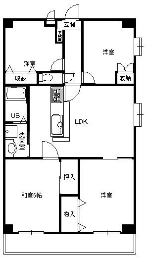セジュール妻田(4DK/5階)の間取り写真