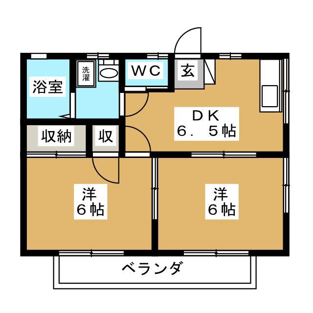 フォーリストI(2DK/2階)の間取り写真