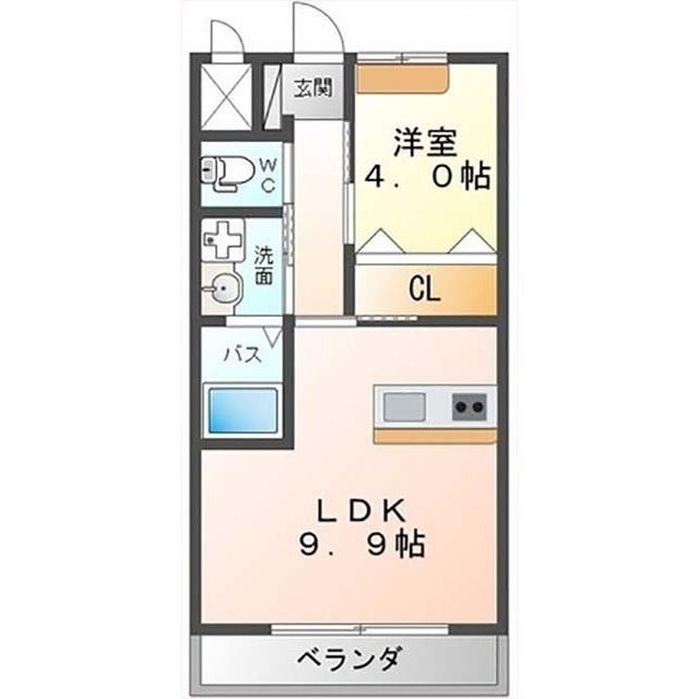 サンシャインヒル(1LDK/2階)の間取り写真