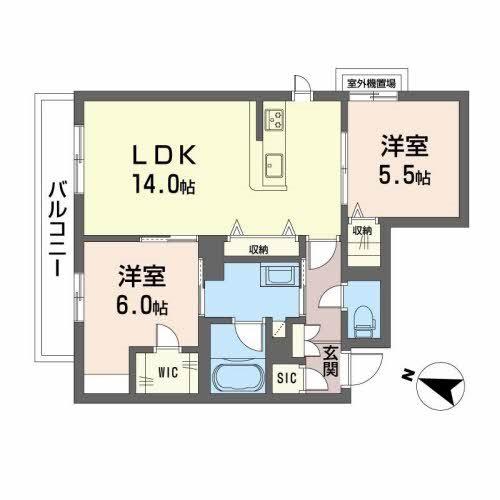 シャーメゾン ブランシュ(2LDK/3階)の間取り写真