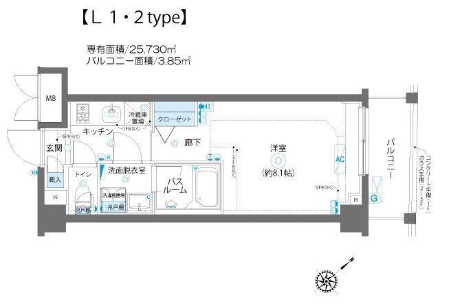 AELL蒲田南(1K/3階)の間取り写真