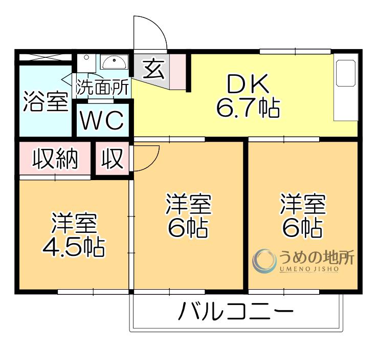 今村ハイツ(3DK/2階)の間取り写真