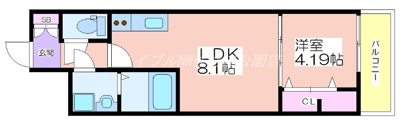 ATLAS加賀屋(1LDK/5階)の間取り写真