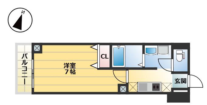 みおつくし城北(1K/3階)の間取り写真