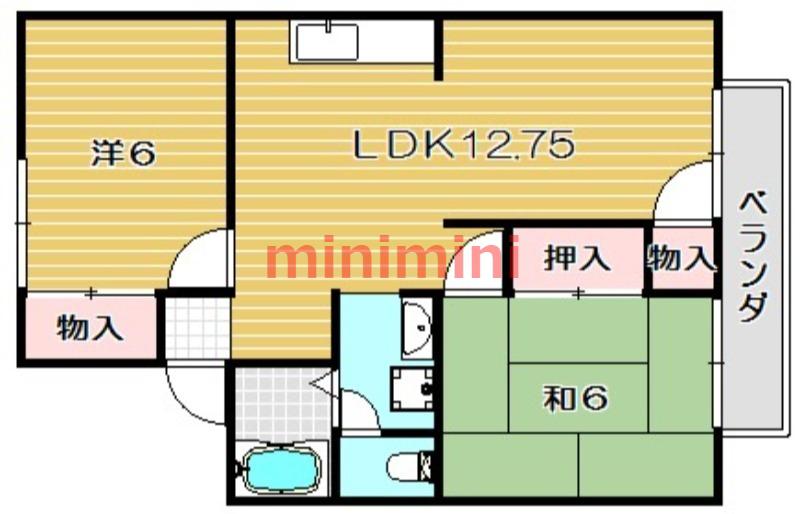 メゾンアサヒI(2LDK/2階)の間取り写真