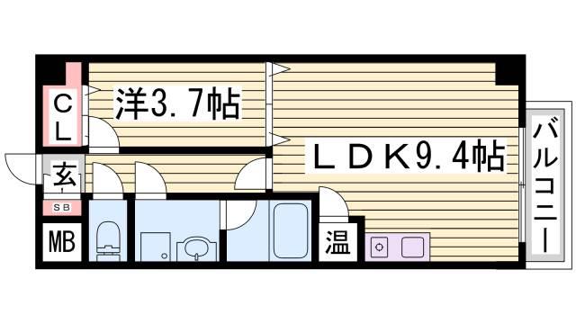 モアライフ魚崎(1LDK/3階)の間取り写真