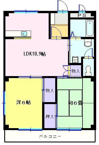 ネオハイツ(2LDK/2階)の間取り写真