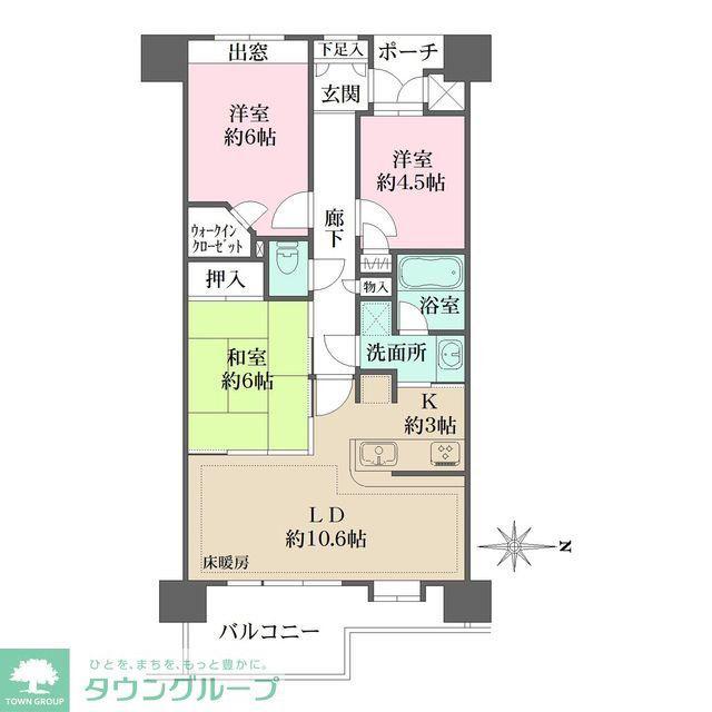 藤和シティホームズ本所吾妻橋(3LDK/4階)の間取り写真