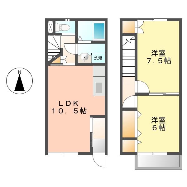 プラッサムコート廻間(2LDK/1階)の間取り写真