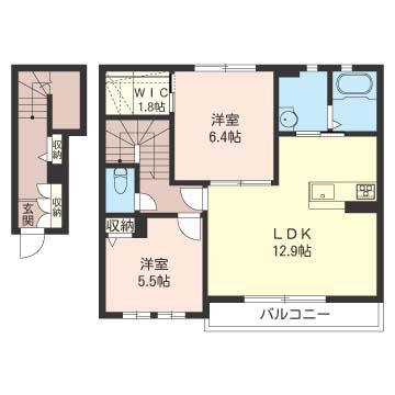 グリーンステージII シャーメゾン(2LDK/2階)の間取り写真