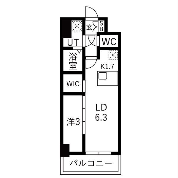 メイクスアート浄心(1LDK/6階)の間取り写真