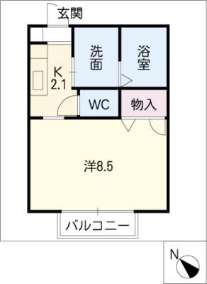 パルクかちがわ(1K/1階)の間取り写真