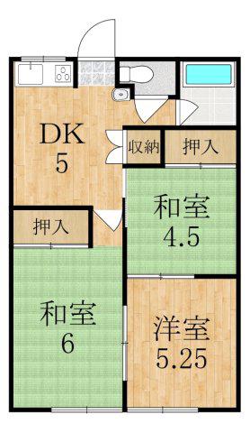 グリーンコーポ(3DK/2階)の間取り写真