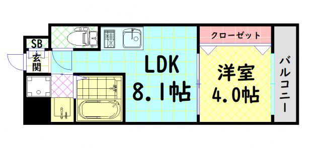 FDS PREX(1LDK/7階)の間取り写真