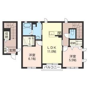 エルカーサ湘南B(2LDK/2階)の間取り写真