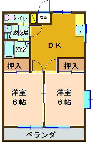 フレール(2DK/2階)の間取り写真