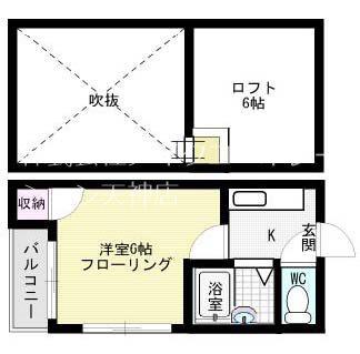 フラワーマンション(1K/2階)の間取り写真
