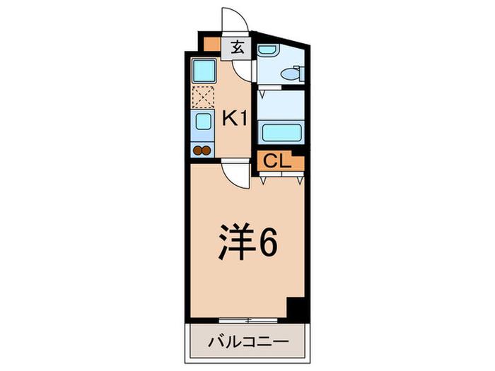 CITY SPIRE上池台(1K/4階)の間取り写真