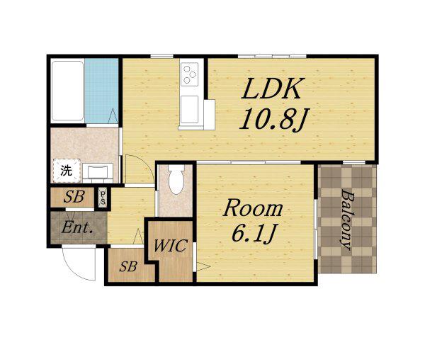 LA VALEUR伊丹(1LDK/1階)の間取り写真