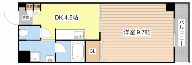 レキュリーブルー(1DK/2階)の間取り写真