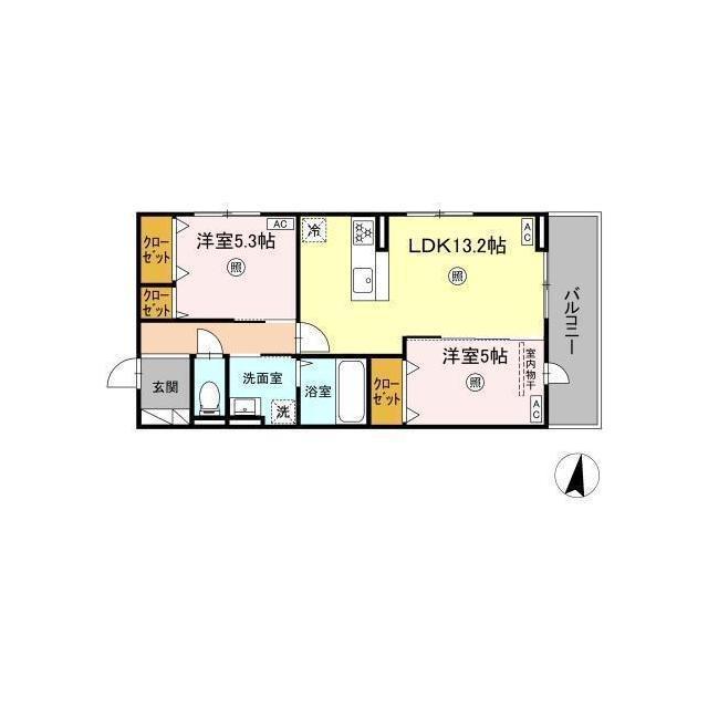 D-ROOM水前寺5丁目(2LDK/2階)の間取り写真