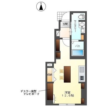 岡谷市長地源アパート(ワンルーム/1階)の間取り写真