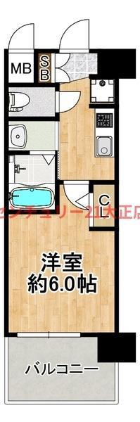 EC難波ウエスト-SIDE8エクシーナ(1K/3階)の間取り写真