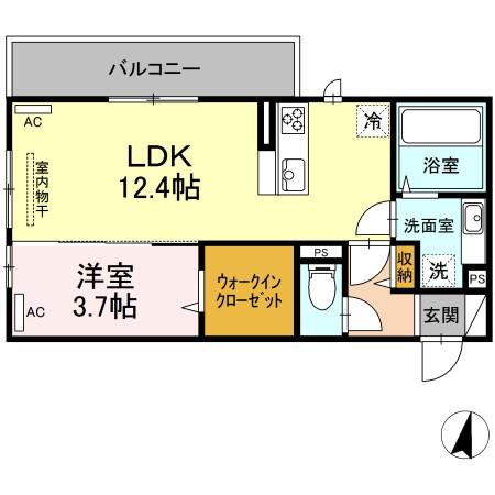 ファミール沖野(1LDK/2階)の間取り写真