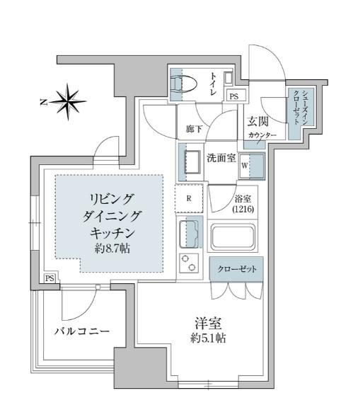 リビオメゾン三田(1LDK/7階)の間取り写真