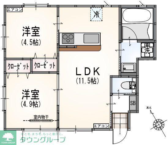 サンライズ登戸III(2LDK/1階)の間取り写真