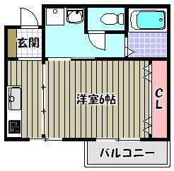 ロイヤル日根野(1K/3階)の間取り写真