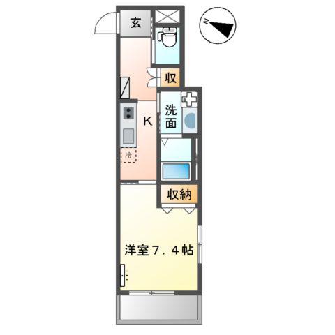 GLORIOUSK(1K/2階)の間取り写真