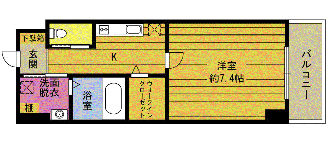 CREA COURT 中島(1K/5階)の間取り写真