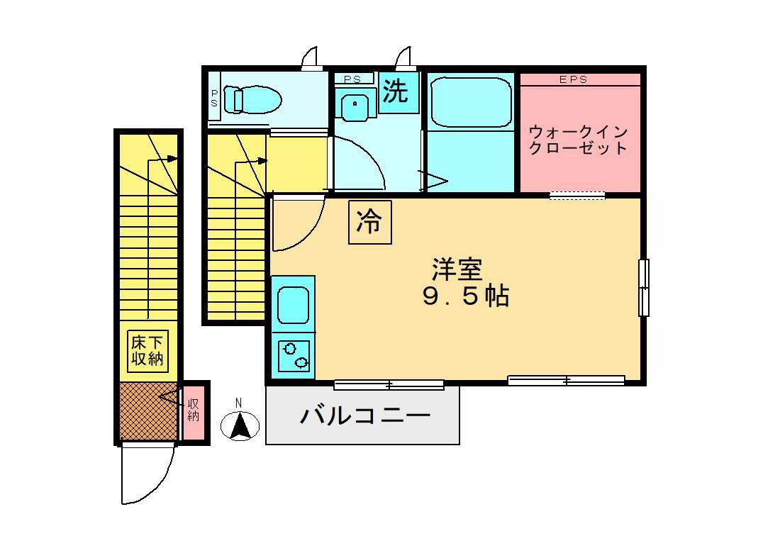 グリーンコート松葉(ワンルーム/2階)の間取り写真