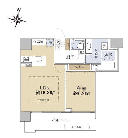 クルーザーバレー札幌プレミアム(1LDK/10階)の間取り写真