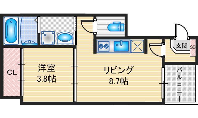 SEVEN SEASON 八田(1LDK/3階)の間取り写真