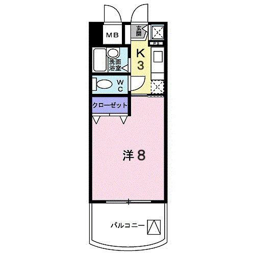 隅の浜ガーデンヒル(1K/4階)の間取り写真