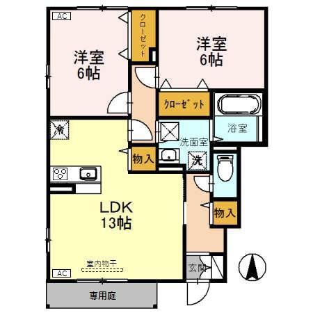 グラン クラシック A棟(2LDK/1階)の間取り写真