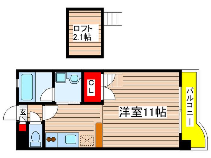 黎明マンション(ワンルーム/1階)の間取り写真