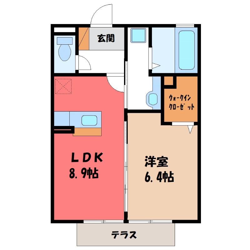 サンモール F(1LDK/1階)の間取り写真