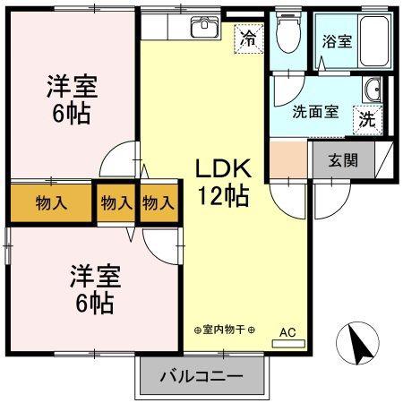 サンフレッシュS.I B(2LDK/1階)の間取り写真